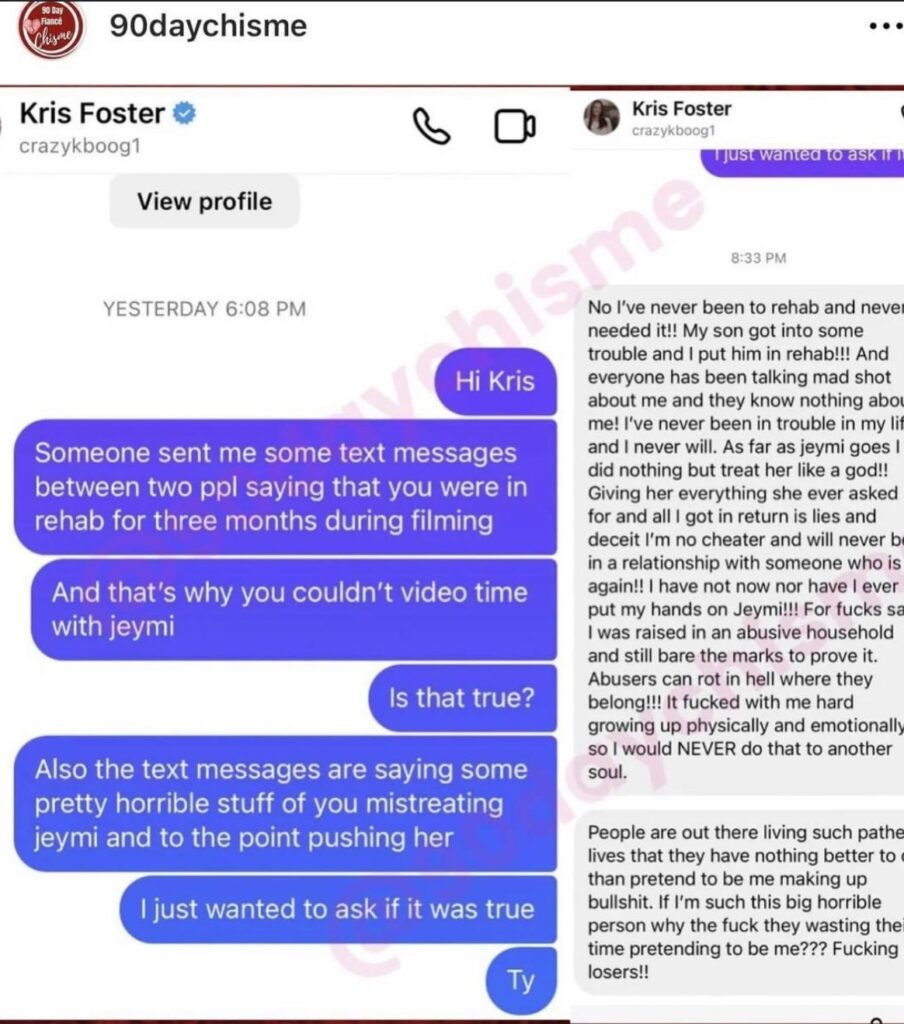 Kris Foster Rehab Accusations